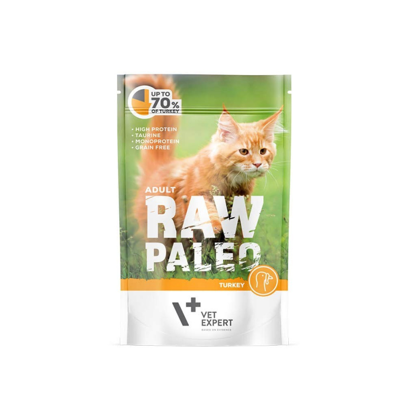 RAW PALEO karma mokra dla kotów dorosłych - indyk (pakiet 12x 100g) RAW PALEO karma mokra dla kotów dorosłych - indyk (pakiet 12x 100g)