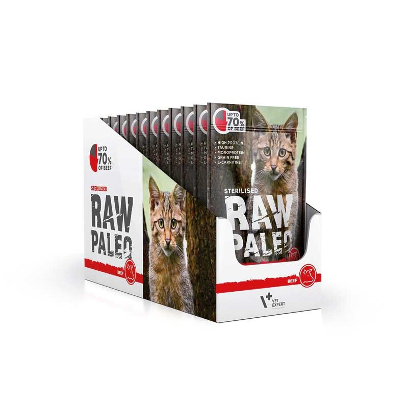 RAW PALEO karma mokra dla kotów dorosłych - wołowina (pakiet 12x 100g) RAW PALEO karma mokra dla kotów dorosłych - wołowina (pakiet 12x 100g)