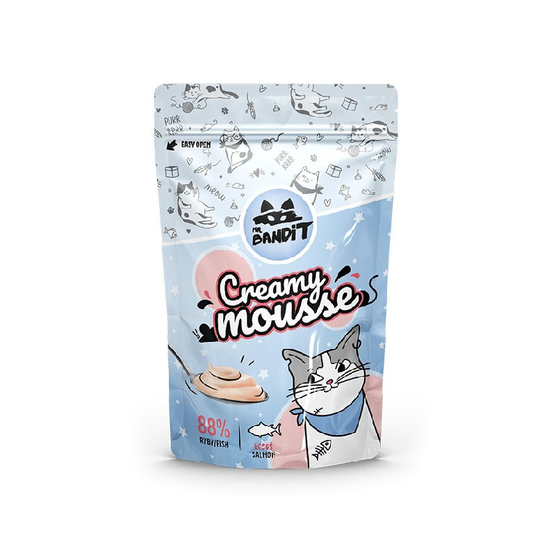 MR. BANDIT CREAMY MOUSSE - kremowa przekąska dla kota z łososiem MR. BANDIT CREAMY MOUSSE - kremowa przekąska dla kota z łososiem