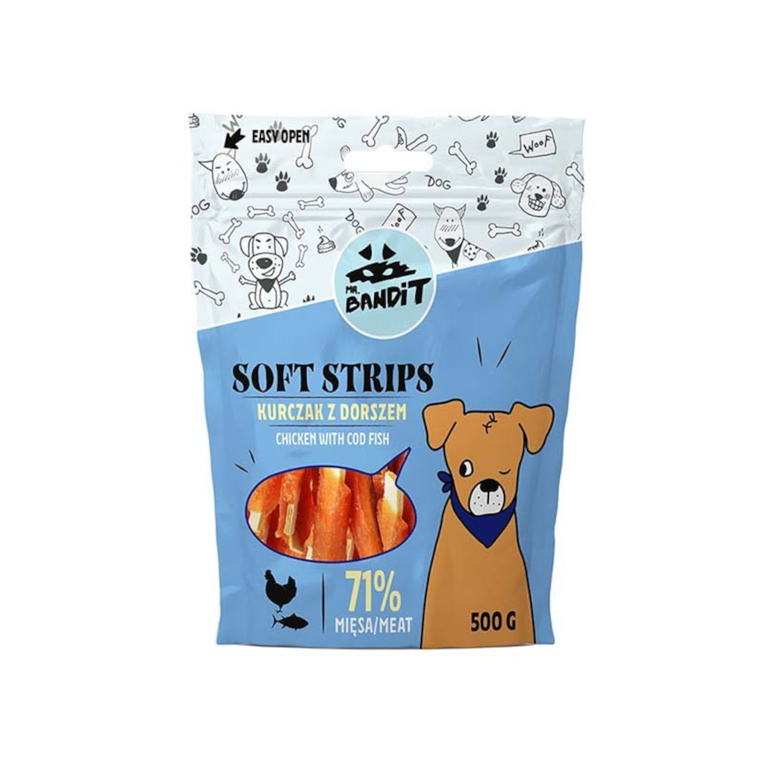 MR. BANDIT SOFT STRIPS  500g - przekąska dla psa kurczak z dorszem