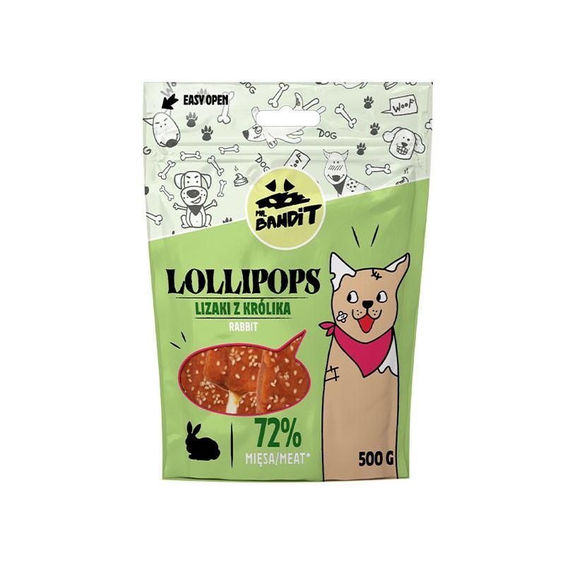 MR. BANDIT LOLLIPOPS - lizaki z królika 500g MR. BANDIT LOLLIPOPS - lizaki z królika 500g