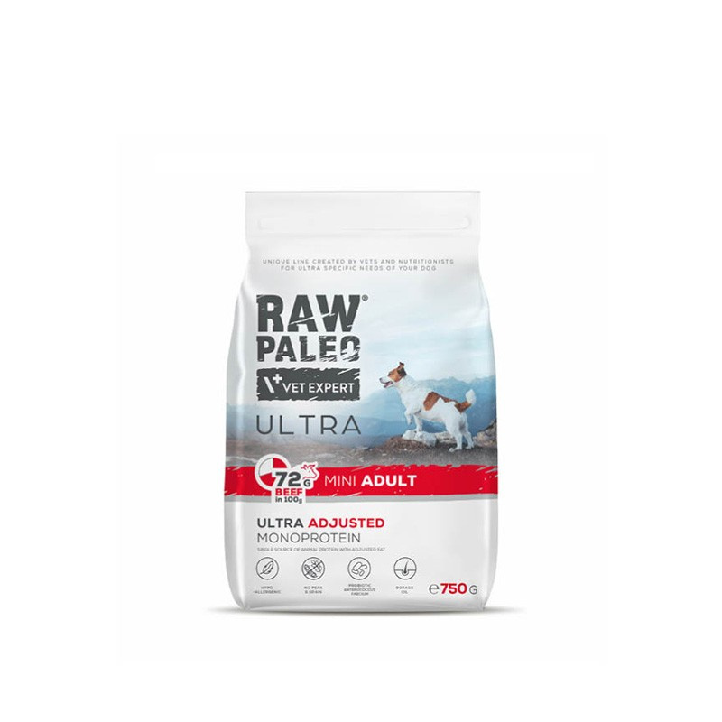 RAW PALEO ULTRA BEEF ADULT MINI - sucha karma z wołowiną dla psów dorosłych ras małych RAW PALEO ULTRA BEEF ADULT MINI - sucha karma z wołowiną dla psów dorosłych ras małych