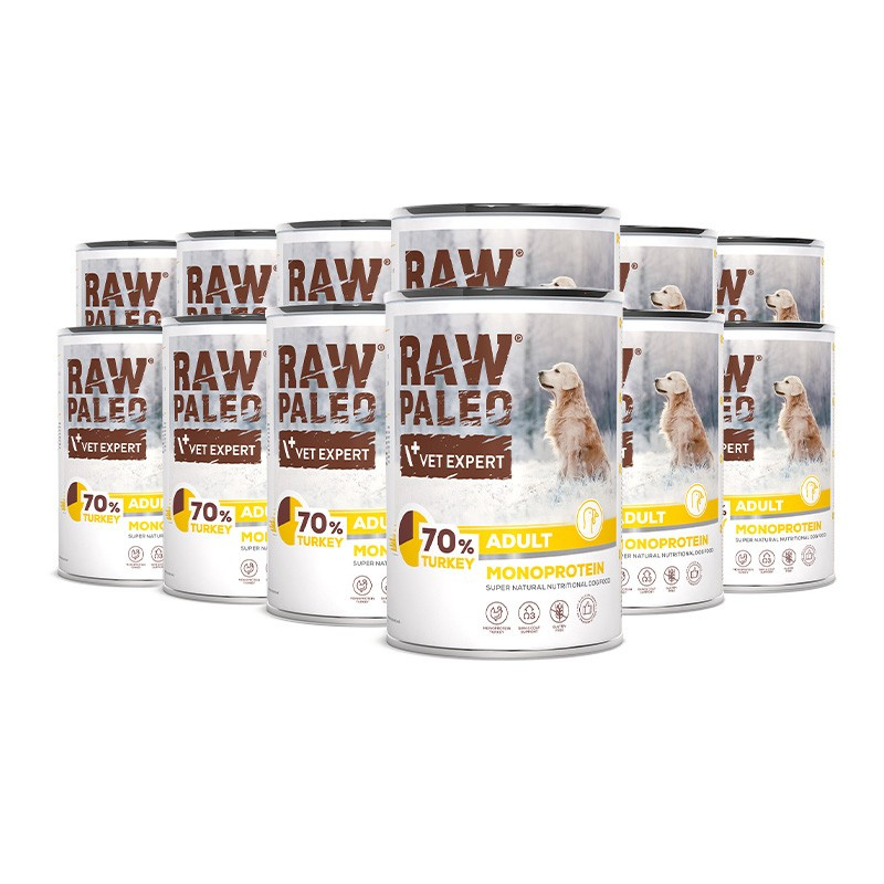 RAW PALEO ADULT DOG TURKEY 12x400g - mokra karma dla psów dorosłych monoproteina z indykiem RAW PALEO ADULT DOG TURKEY 12x400g - mokra karma dla psów dorosłych monoproteina z indykiem