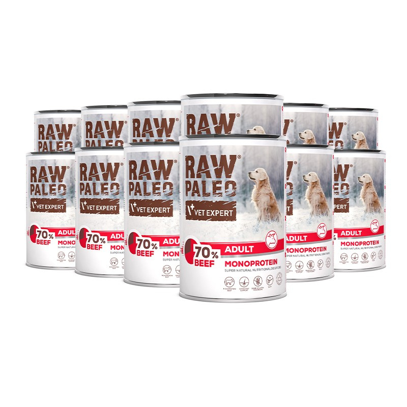 RAW PALEO ADULT DOG BEEF 12x400g - mokra karma dla psów dorosłych monoproteina z wołowiną RAW PALEO ADULT DOG BEEF 12x400g - mokra karma dla psów dorosłych monoproteina z wołowiną
