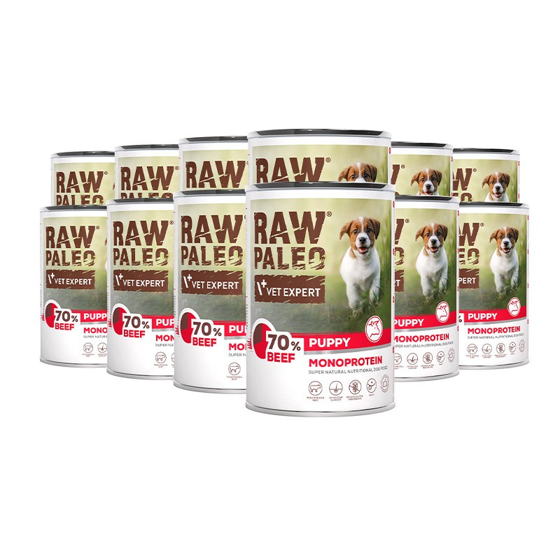 RAW PALEO PUPPY BEEF 12x400g - mokra karma dla szczeniąt monoproteina z wołowiną RAW PALEO PUPPY BEEF 12x400g - mokra karma dla szczeniąt monoproteina z wołowiną
