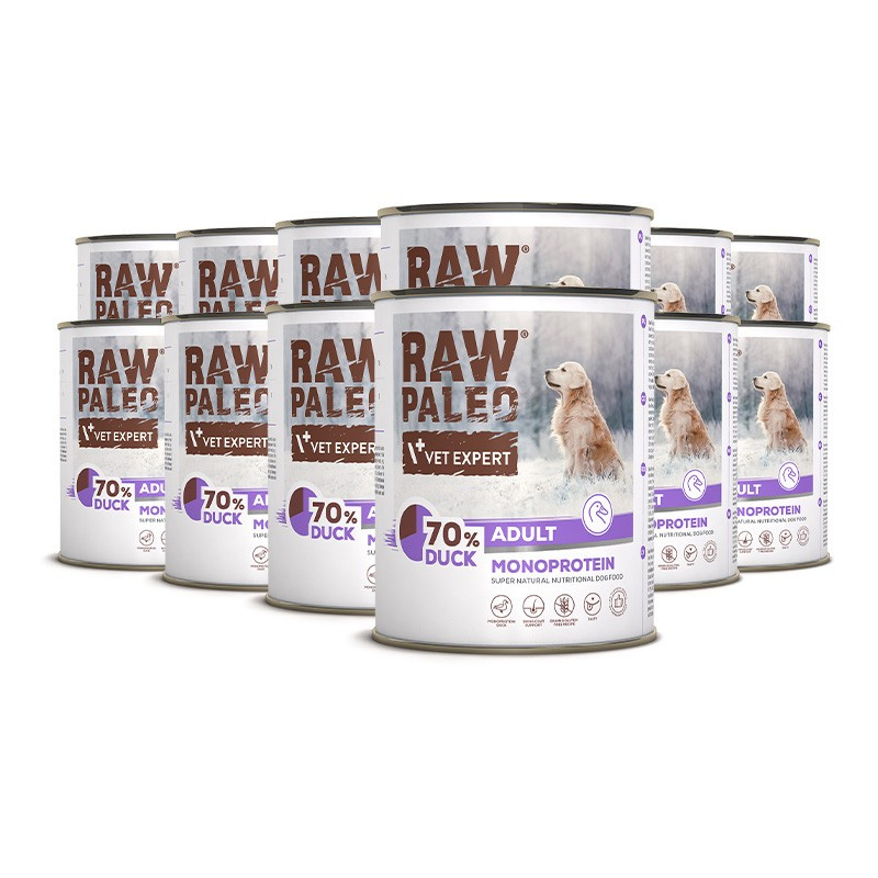 RAW PALEO ADULT DOG DUCK 12x800g - mokra karma dla psów dorosłych monoproteina z wieprzowiną RAW PALEO ADULT DOG DUCK 12x800g - mokra karma dla psów dorosłych monoproteina z wieprzowiną
