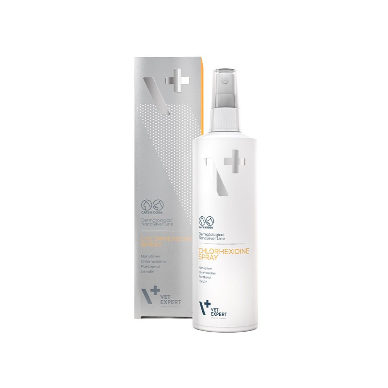 VET EXPERT CHLORHEXIDINE SPRAY - spray z chlorheksydyną na zmiany skórne dla psów i kotów 100 ml VET EXPERT CHLORHEXIDINE SPRAY - spray z chlorheksydyną na zmiany skórne dla psów i kotów 100 ml