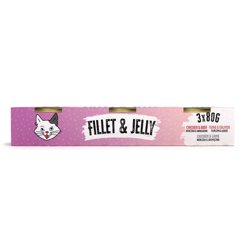 Mr. Bandit Fillet & Jelly Mix: Jelly chicken with beef, Fillet tuna with salmon, Fillet chicken with lamb Mr. Bandit Fillet & Jelly Mix: Jelly chicken with beef, Fillet tuna with salmon, Fillet chicken with lamb