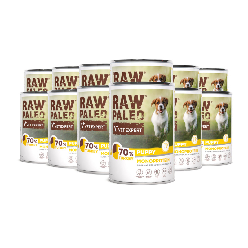RAW PALEO PUPPY TURKEY 12x400g - mokra karma dla szczeniąt monoproteina z indykiem RAW PALEO PUPPY TURKEY 12x400g - mokra karma dla szczeniąt monoproteina z indykiem