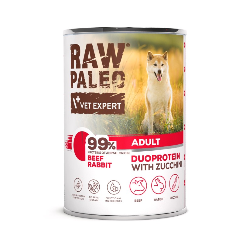 RAW PALEO BEEF&RABBIT ADULT CAN - mokra karma dla psów dorosłych duoproteina wołowina z królikiem RAW PALEO BEEF&RABBIT ADULT CAN - mokra karma dla psów dorosłych duoproteina wołowina z królikiem