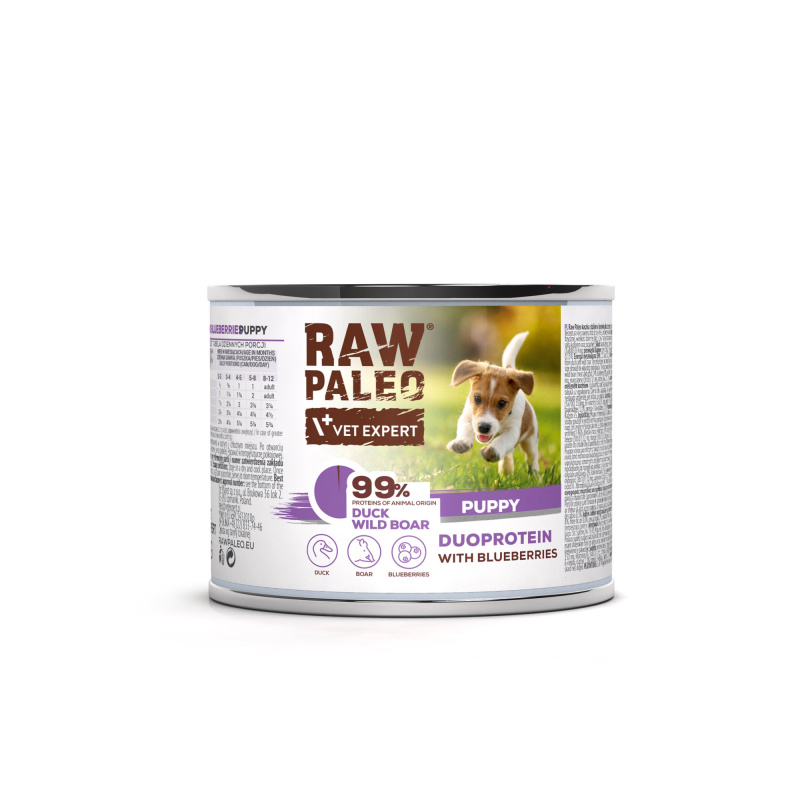 RAW PALEO DUCK&BOAR PUPPY CAN - mokra karma dla szczeniąt duoproteina kaczka z dzikiem RAW PALEO DUCK&BOAR PUPPY CAN - mokra karma dla szczeniąt duoproteina kaczka z dzikiem