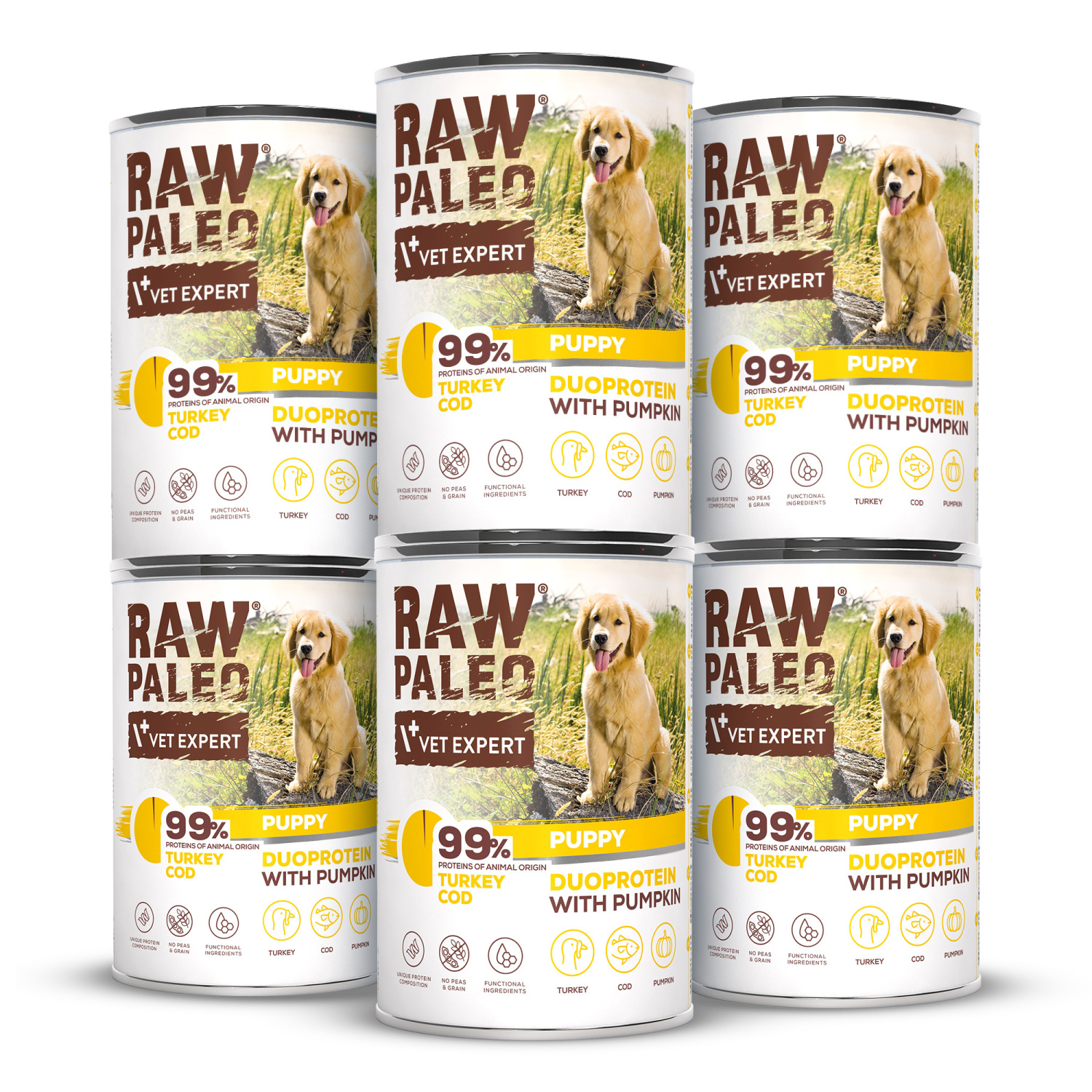 RAW PALEO TURKEY&COD PUPPY CAN 6x400g - mokra karma dla szczeniąt duoproteina indyk z dorszem RAW PALEO TURKEY&COD PUPPY CAN 6x400g - mokra karma dla szczeniąt duoproteina indyk z dorszem