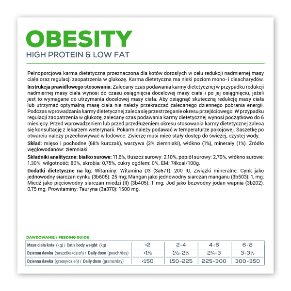 VET EXPERT OBESITY CAT saszetka 100g - mokra karma weterynaryjna dla kotów