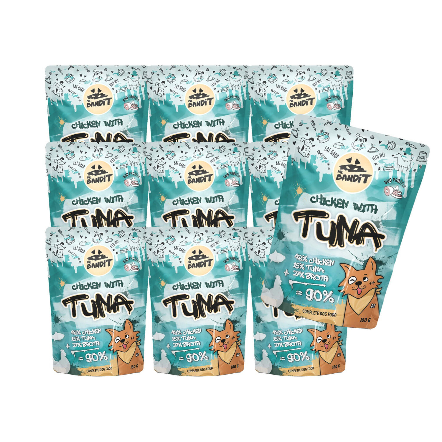 Mr. Bandit CHICKEN with TUNA 10x180g - mokra karma z kurczakiem i tuńczykiem dla psów dorosłych Mr. Bandit CHICKEN with TUNA 10x180g - mokra karma z kurczakiem i tuńczykiem dla psów dorosłych