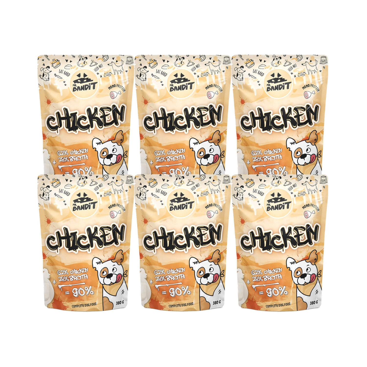 Mr. Bandit CHICKEN 6x380g - mokra karma z kurczakiem dla psów dorosłych Mr. Bandit CHICKEN 6x380g - mokra karma z kurczakiem dla psów dorosłych