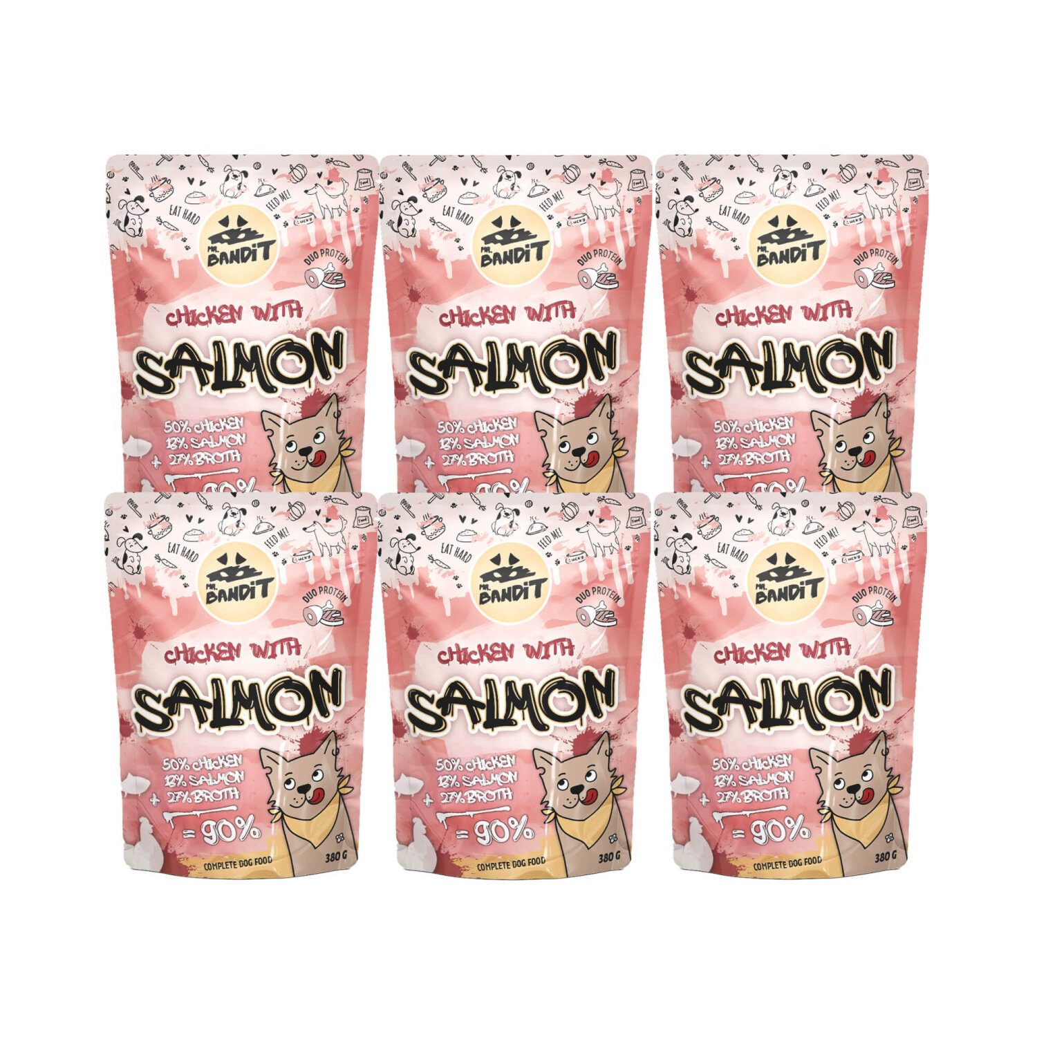 Mr. Bandit CHICKEN with SALMON 6x380g - mokra karma z kurczakiem i łososiem dla psów dorosłych Mr. Bandit CHICKEN with SALMON 6x380g - mokra karma z kurczakiem i łososiem dla psów dorosłych