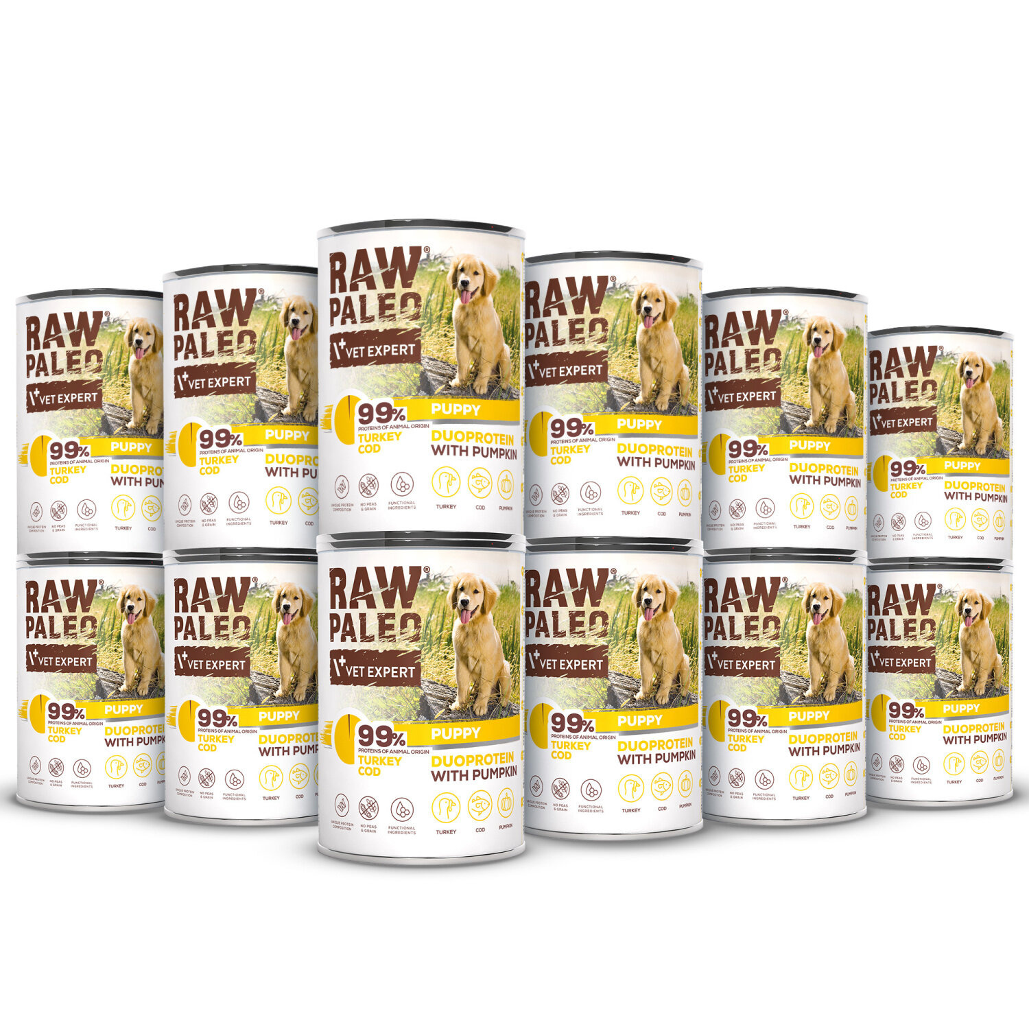 RAW PALEO TURKEY&COD PUPPY CAN 12x400g - mokra karma dla szczeniąt duoproteina indyk z dorszem RAW PALEO TURKEY&COD PUPPY CAN 12x400g - mokra karma dla szczeniąt duoproteina indyk z dorszem