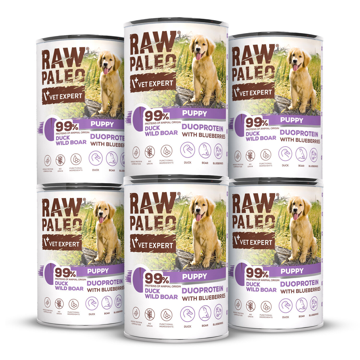 RAW PALEO DUCK&BOAR PUPPY CAN 6x400g - mokra karma dla szczeniąt duoproteina kaczka z dzikiem RAW PALEO DUCK&BOAR PUPPY CAN 6x400g - mokra karma dla szczeniąt duoproteina kaczka z dzikiem
