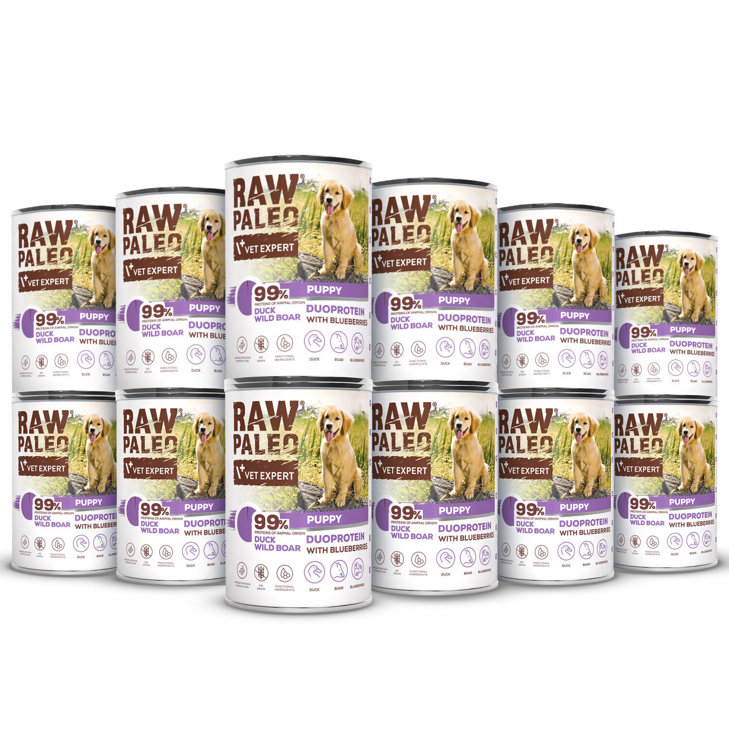RAW PALEO DUCK&BOAR PUPPY CAN 12x400g - mokra karma dla szczeniąt duoproteina kaczka z dzikiem RAW PALEO DUCK&BOAR PUPPY CAN 12x400g - mokra karma dla szczeniąt duoproteina kaczka z dzikiem