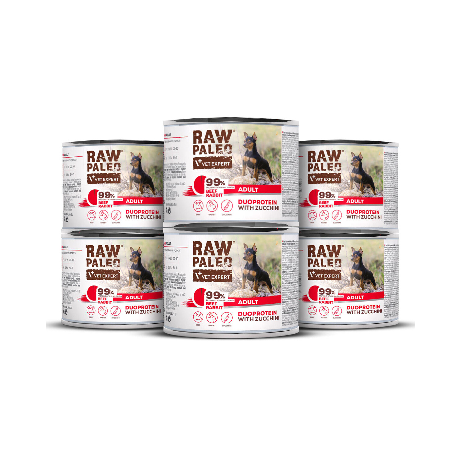 RAW PALEO BEEF&RABBIT ADULT CAN 6x200g - mokra karma dla psów dorosłych duoproteina wołowina z królikiem