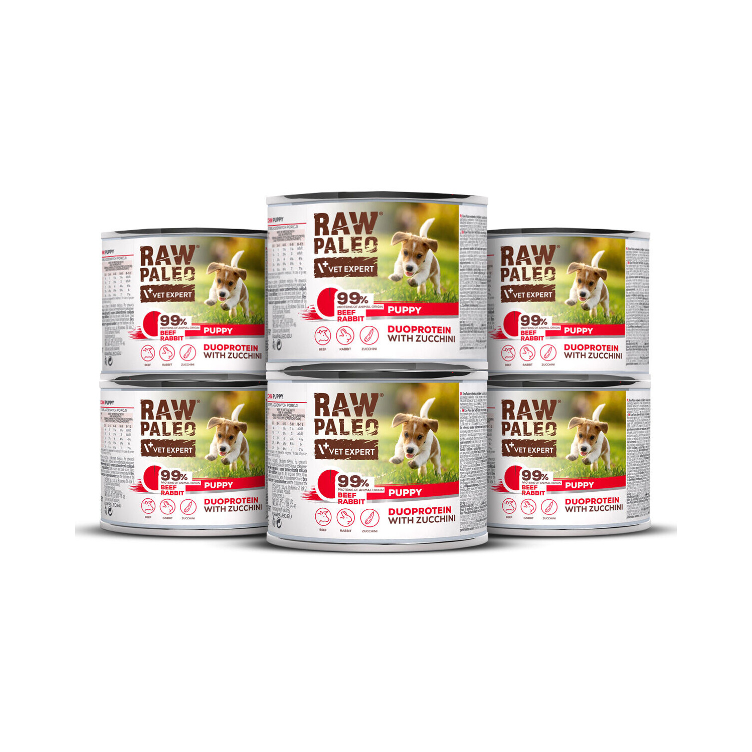 RAW PALEO BEEF&RABBIT PUPPY CAN 6x200g - mokra karma dla szczeniąt duoproteina wołowina z królikiem