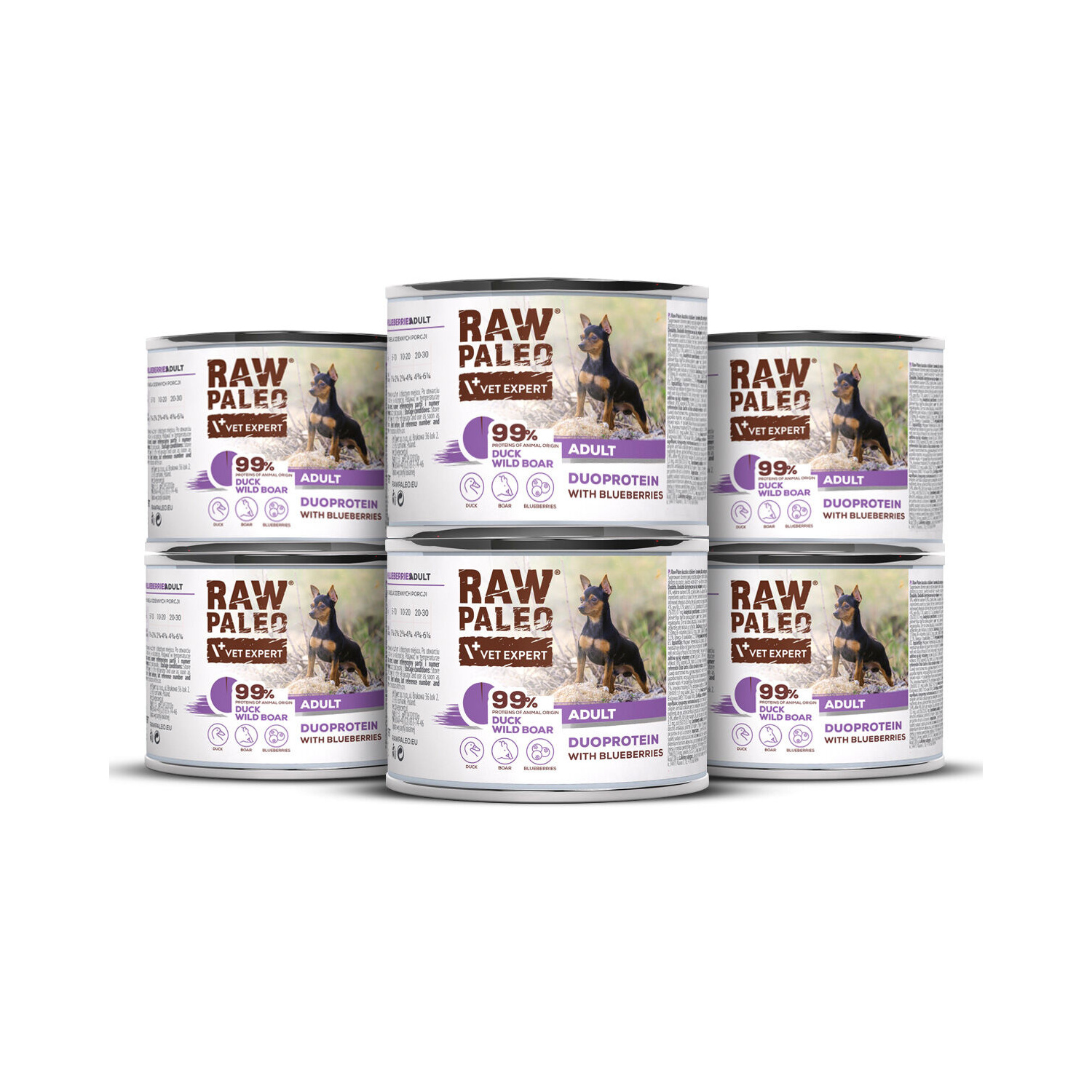 RAW PALEO DUCK&BOAR ADULT CAN 6x200g - mokra karma dla psów dorosłych duoproteina kaczka z dzikiem