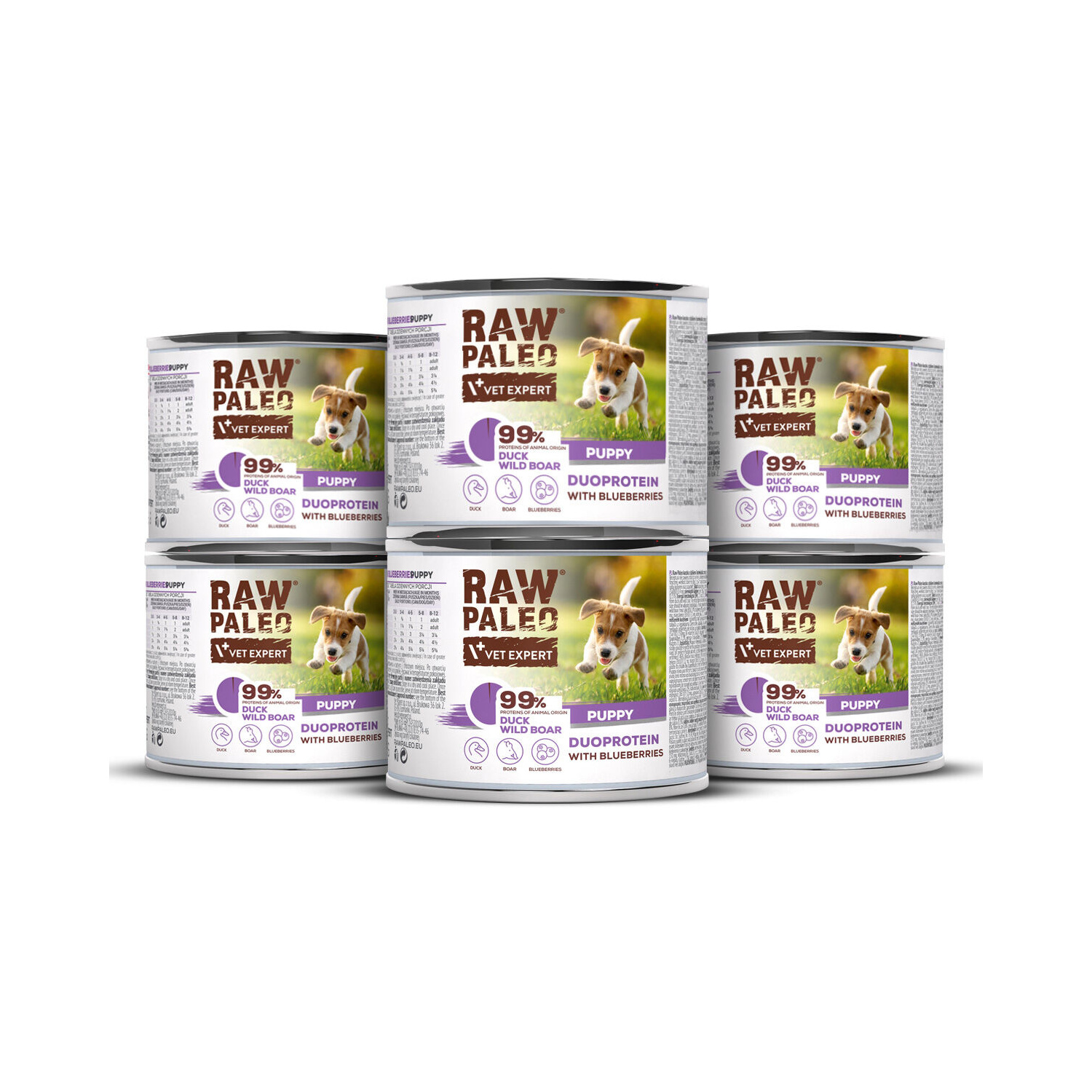RAW PALEO DUCK&BOAR PUPPY CAN 6x200g - mokra karma dla szczeniąt duoproteina kaczka z dzikiem RAW PALEO DUCK&BOAR PUPPY CAN 6x200g - mokra karma dla szczeniąt duoproteina kaczka z dzikiem
