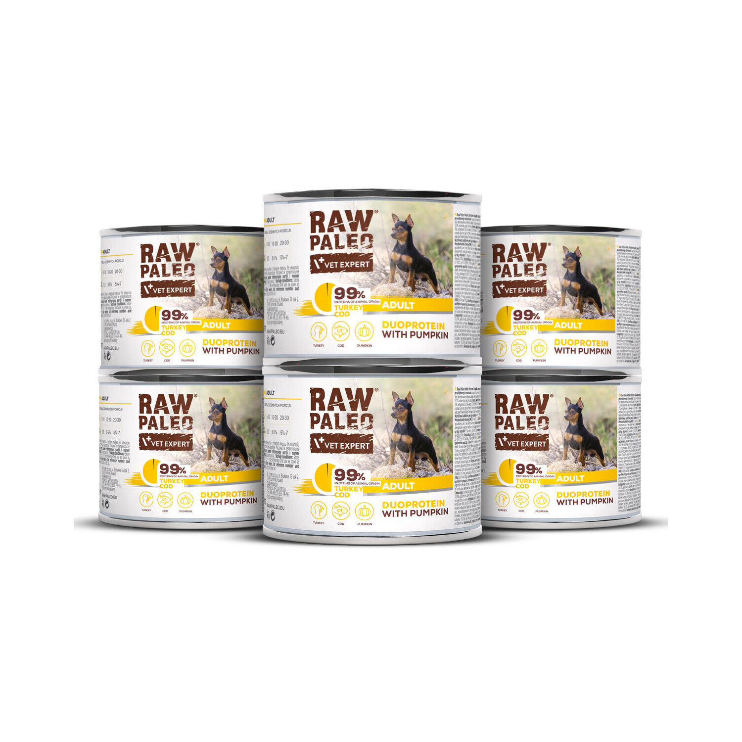 RAW PALEO TURKEY&COD ADULT CAN 6x200g - mokra karma dla psów dorosłych duoproteina indyk z dorszem