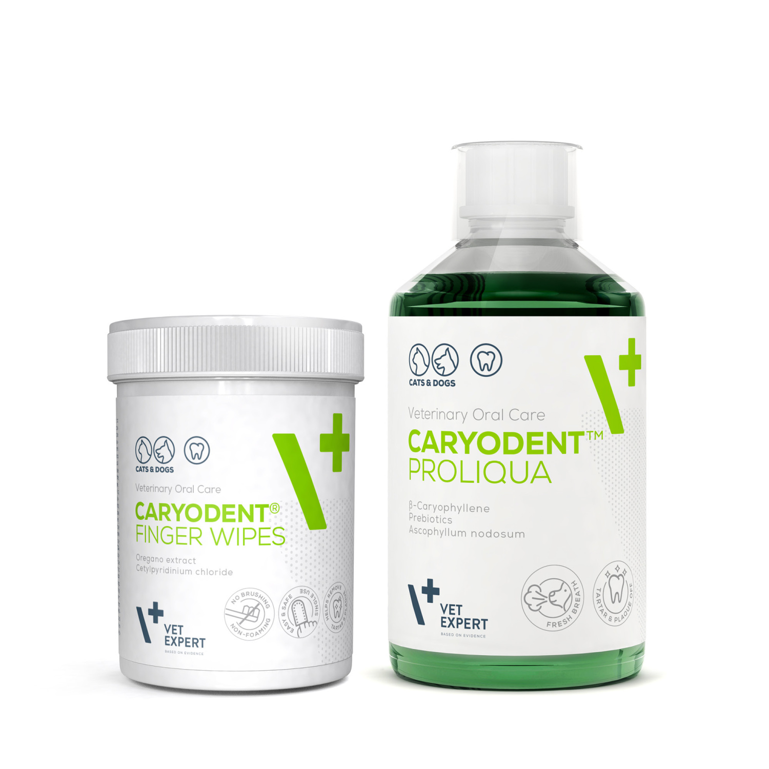 VET EXPERT CARYODENT® zestaw FINGER WIPES i PROLIQUA - czyściki i płyn do higieny jamy ustnej psa i kota VET EXPERT CARYODENT® zestaw FINGER WIPES i PROLIQUA - czyściki i płyn do higieny jamy ustnej psa i kota