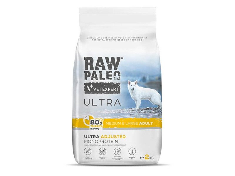 RAW PALEO ULTRA TURKEY ADULT MEDIUM/LARGE - sucha karma z indykiem dla psów dorosłych ras średnich i dużych